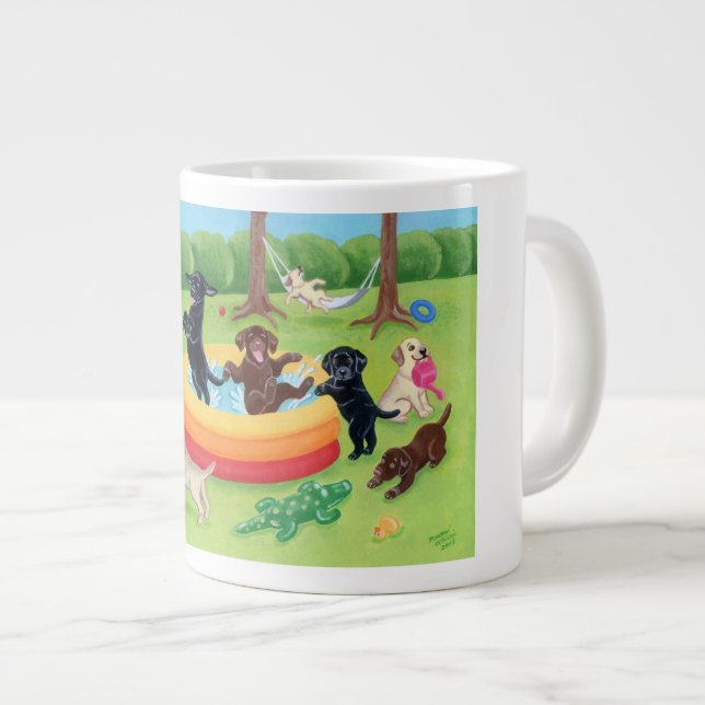 Sommer-Spaß Labradors Malerei Jumbo-Tasse (Vorderseite Rechts)