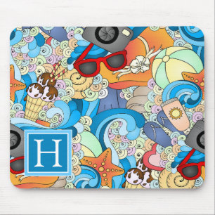 Sommer-Spaß-Muster addieren Ihre Initiale Mousepad