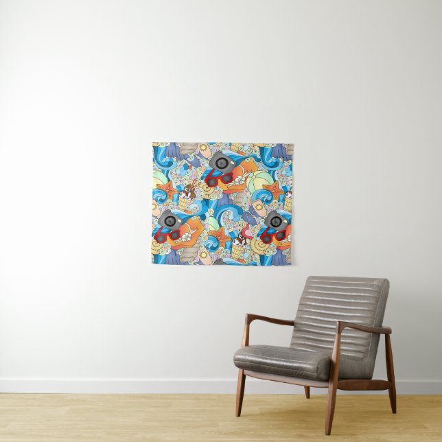 Sommer-Spaß-Muster Wandteppich (Beispiel (Horizontal))