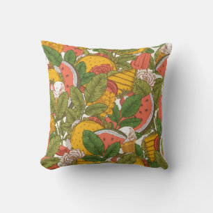 Sommer-Speisen-Vintage-Illustrationsmuster Kissen
