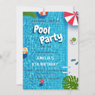 Sommer-Splash-Wasserpool-Party-Geburtstag Einladung