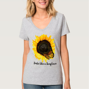 Sommer Stil Gelbe Sonnenblume und Schmetterling T-Shirt