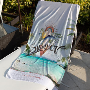 Sommer Stimmung Boho Retro Sommer Surf Monogramm Strandtuch