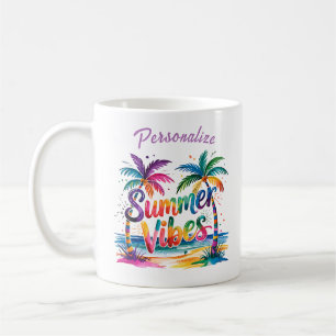 Sommer Stimmung Bunte Palmen Ozean Personalisieren Kaffeetasse