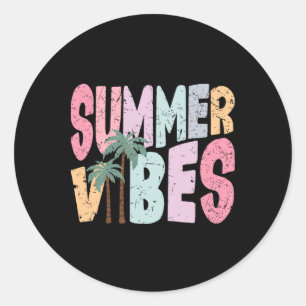 Sommer Stimmung Hallo Sommerferien Groovy Kreuzfah Runder Aufkleber
