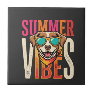 Sommer Stimmung Hund Sonnenbrille Fliese