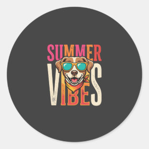 Sommer Stimmung Hund Sonnenbrille Runder Aufkleber