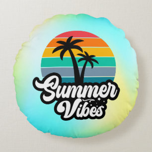 Sommer Stimmung mit Palmen Design Rundes Kissen