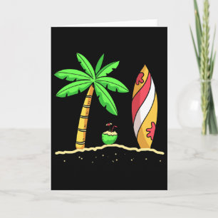 Sommer Stimmung Palmen Surfboard Surfer Kokosnuss Karte