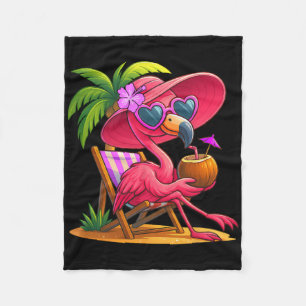 Sommer Stimmung Rosa Flamingo Strand Palme Sommer  Fleecedecke