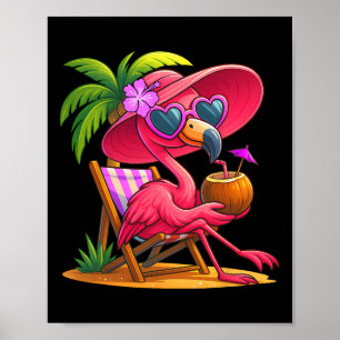 Sommer Stimmung Rosa Flamingo Strand Palme Sommer Poster