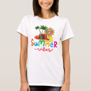 Sommer Stimmung Sonne Und Palme Bäume Damen T-Shirt