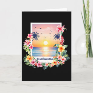 Sommer Stimmung Sonnenuntergang Strand Urlaub Palm Karte