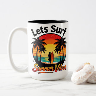 Sommer Stimmung Sonnenuntergang Surfen Strand Trop Zweifarbige Tasse