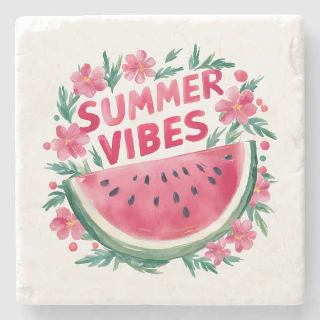 Sommer Stimmung Steinuntersetzer (Vorderseite)