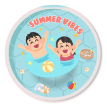 Sommer Stimmung Süße Poolparty Runde Aufkleber für