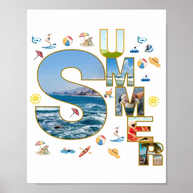 Sommer Stimmung Typografie Collage Kunst Poster (Vorne)