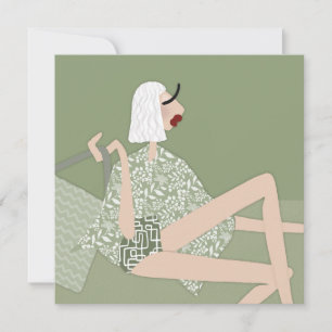 Sommer Strand Babe Chic Illustration Kunstkarte Einladung