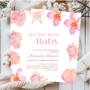 Sommer Strand Baby Shower mit Muscheln  Einladung