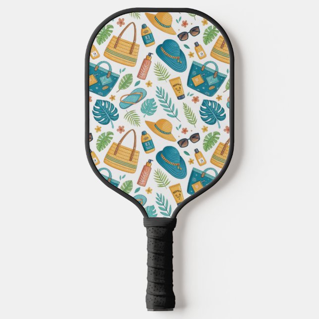 Sommer Strand Essentials Muster (1) Pickleball Schläger (Vorderseite)
