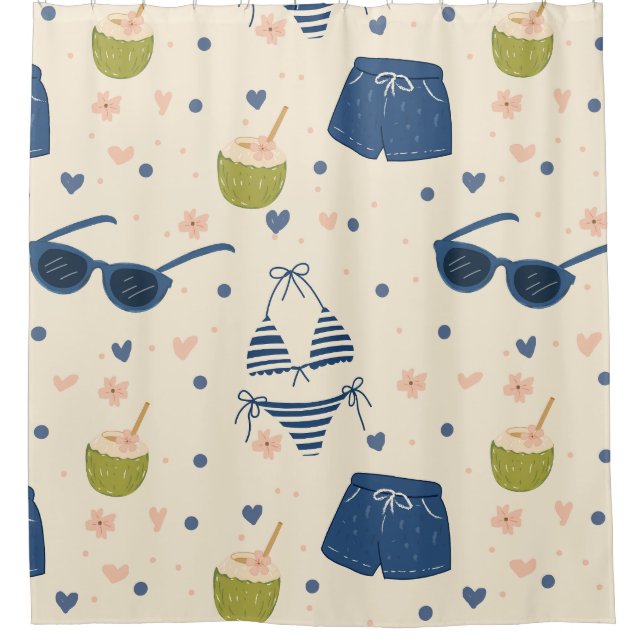Sommer Strand Essentials Muster (9) Duschvorhang (Vorderseite)