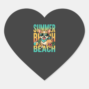 Sommer Strand Hund Urlaub Vektor Herz-Aufkleber
