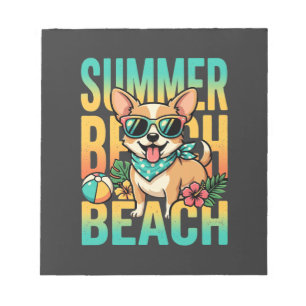 Sommer Strand Hund Urlaub Vektor Notizblock