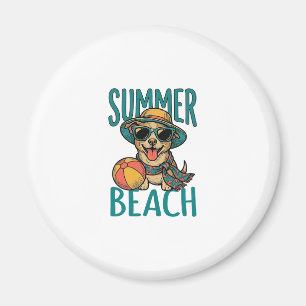 Sommer-Strand-Hund-Vintage-Sonnenbrille-Shirt-Desi Magnet