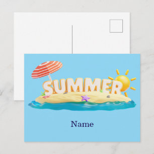 Sommer Strand Insel 3D Trendige Tropische Ferien Postkarte