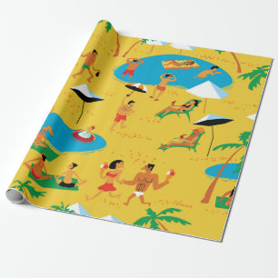 Sommer Strand Menschen nahtlos Muster. Tropenbad Geschenkpapier