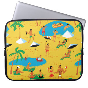 Sommer Strand Menschen nahtlos Muster. Tropenbad Laptopschutzhülle