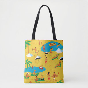 Sommer Strand Menschen nahtlos Muster. Tropenbad Tasche