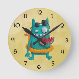 Sommer-Strand-Monster Runde Wanduhr