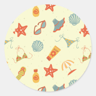 Sommer-Strand-Muster Runder Aufkleber
