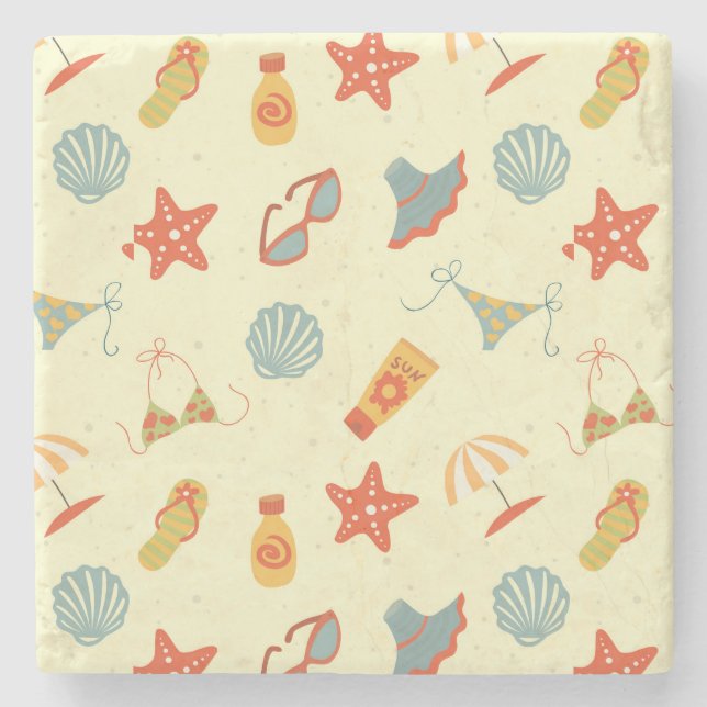 Sommer Strand Muster Steinuntersetzer (Vorderseite)