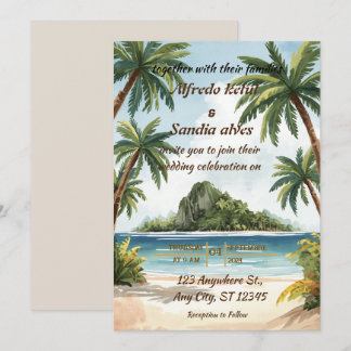 Sommer Strand Palme tropische Aquarell-Hochzeit Einladung
