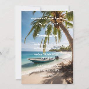 Sommer Strand Palme tropische Hochzeit Einladung