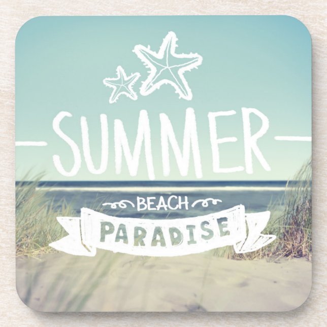 Sommer-Strand-Paradies Getränkeuntersetzer (Vorderseite)