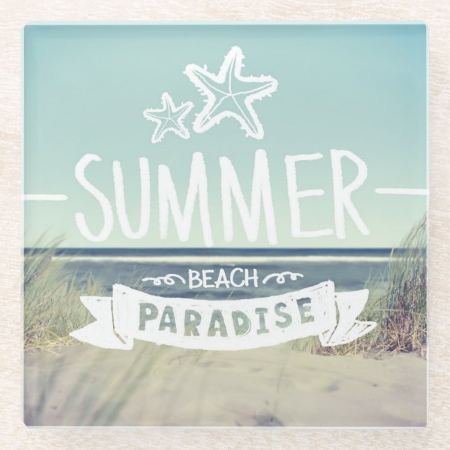 Sommer-Strand-Paradies Glasuntersetzer (Vorderseite)