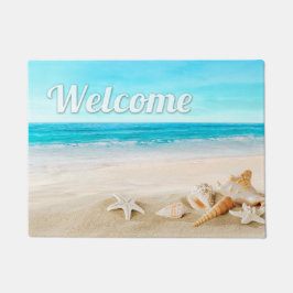Sommer-Strand-SeeMuschelstarfish-Willkommen im Fußmatte