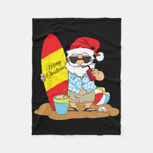 Sommer-Surfbrett-Strand-Weihnachtsmann-Hawai-Weihn Fleecedecke