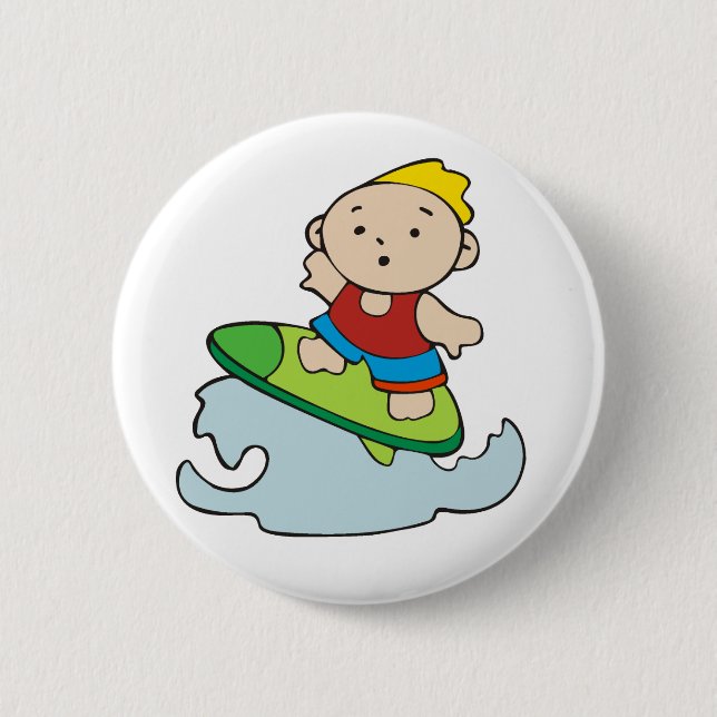Sommer-Surfer-Junge Button (Vorderseite)