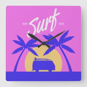 Sommer-Surfer-Uhr Quadratische Wanduhr