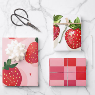 Sommer Süße Erdbeere Geschenkpapier Set