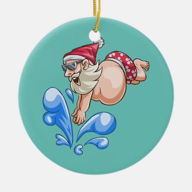 Sommer Tauchen Santa Sommerurlaub Strand Keramik Ornament (Vorne)