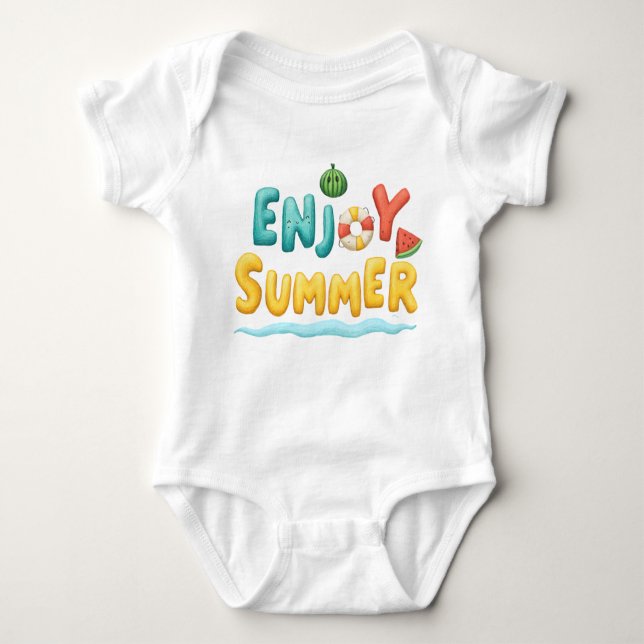 Sommer-Text-Illustration genießen Baby Strampler (Vorderseite)