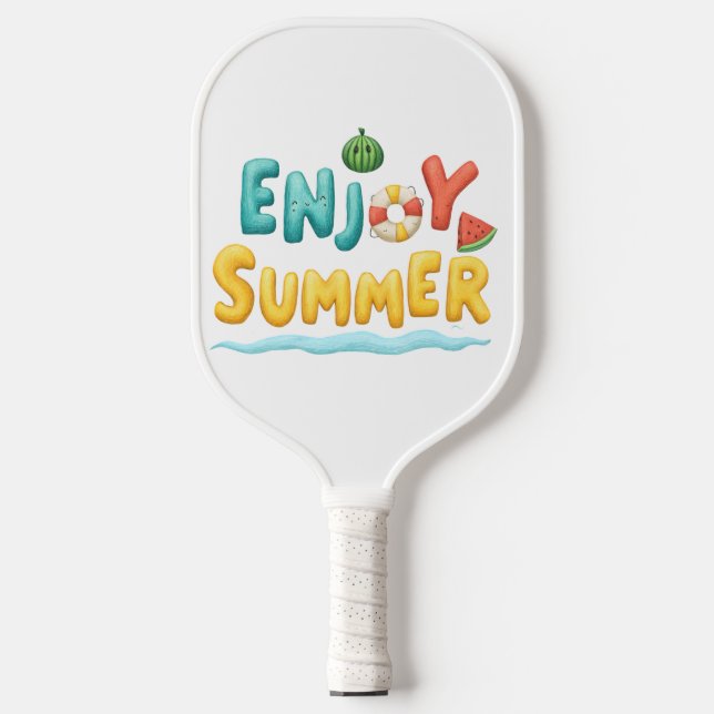 Sommer-Text-Illustration genießen Pickleball Schläger (Vorderseite)
