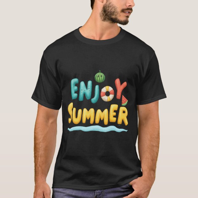 Sommer-Text-Illustration genießen T-Shirt (Vorderseite)