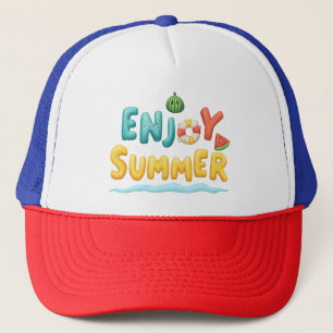 Sommer-Text-Illustration genießen Truckerkappe