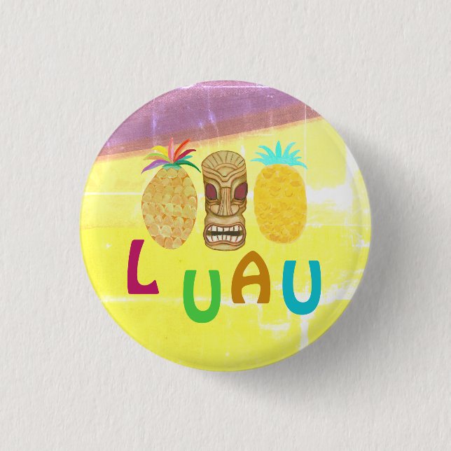 Sommer-Tiki-Ananas-Luau Button (Vorderseite)